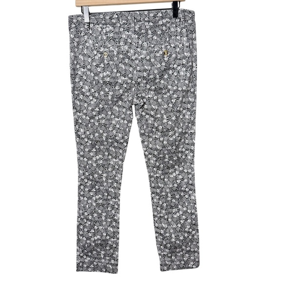 By Anthropologie Women’s Bowery Ankle Crop Pants Black White Pineapple Print 10R - Picture 2 of 11